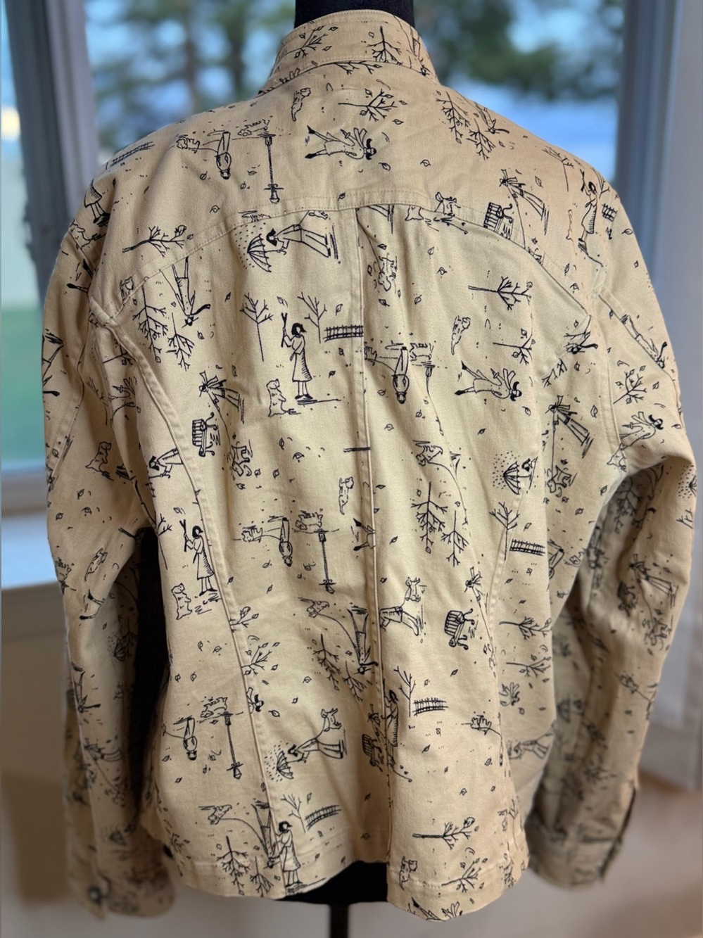 Christopher&Banks vintage Autumn Dog walk print lightweight denim stretch jacket - Picture 6 of 17